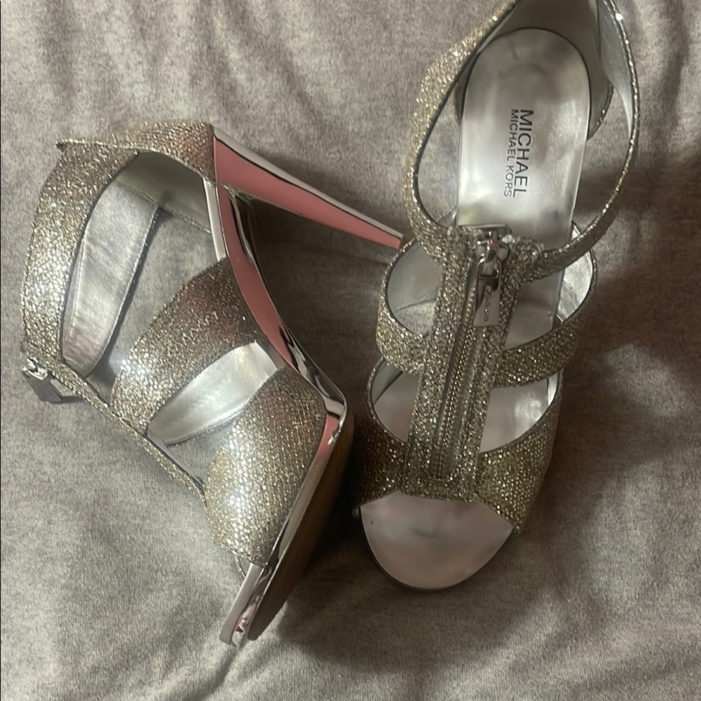 Michael Kors Silver Strappy Heels